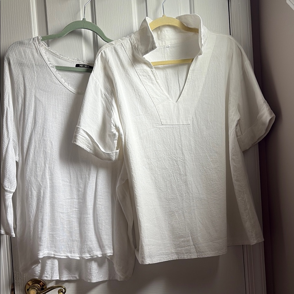 NIC+ZOE and no name white tops